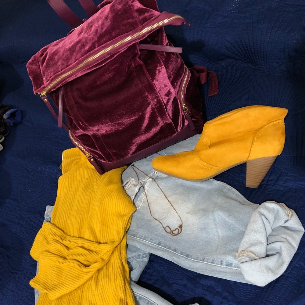 Velvet backpack purse